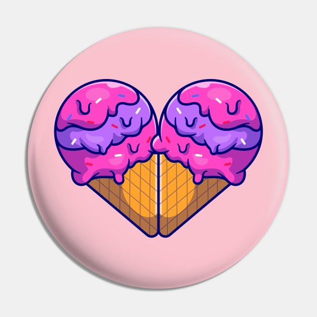 Love Heart Ice Cream Cartoon Pin by Catalyst Labs