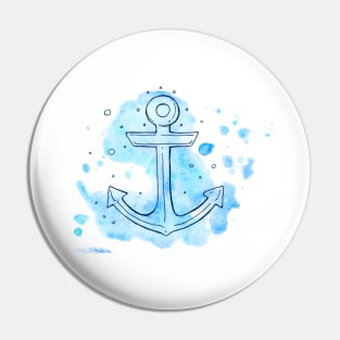 Anchor in watercolor and ink Pin