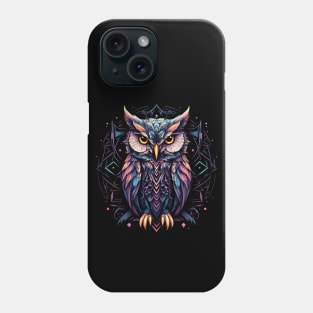 Abstract Pink, Purple And Blue Owl Design Phone Case