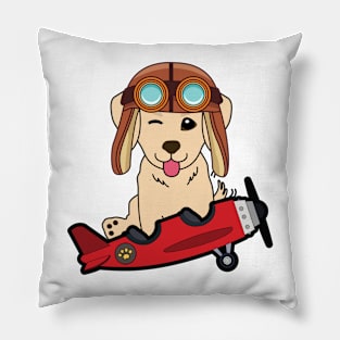 Cute golden retriever is in a vintage plane Pillow