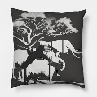 Elephant Shadow Silhouette Anime Style Collection No. 129 Pillow