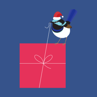 Christmas fairy wren opening gift T-Shirt