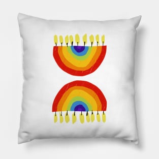 Rainbow Chanukiah Print Pillow