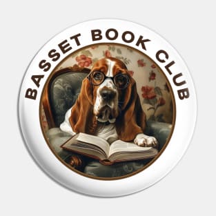 Basset Hound Gifts for Book Lovers Pin