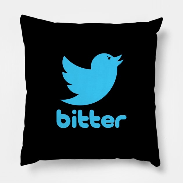 Bitter Tweet Pillow by TeamKeyTees