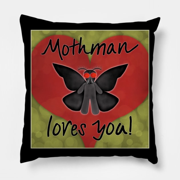 Mothman Loves You Pillow by juliabohemian