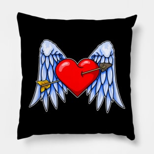 Heart with Wings Tattoo Pillow