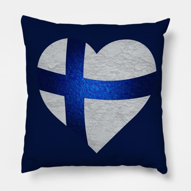 Suomi Finland heart shaped flag Pillow by Purrfect