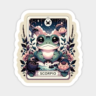 Scorpio Zodiac Cottagecore Frog Tarot Card Birthday Kawaii Magnet