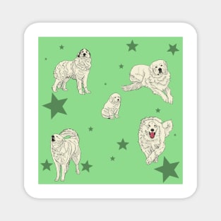 Great Pyrenees Pattern Green Magnet