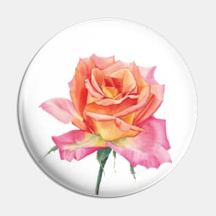 Watercolor orange rose Pin