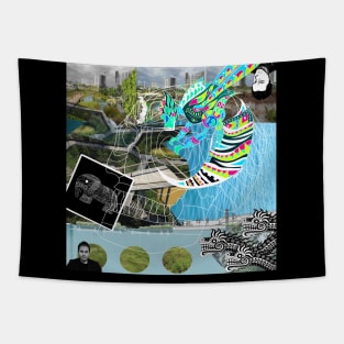 the mind of the landscape and the sketch in ecopop collage Tapestry