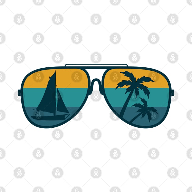 Retro vintage sunset palm trees sunglasses by Houseofwinning