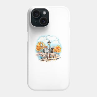 Amsterdam houses, bridges and streetlight Phone Case