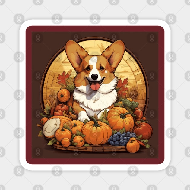 Thanksgiving Corgi Magnet by AtomicChonk