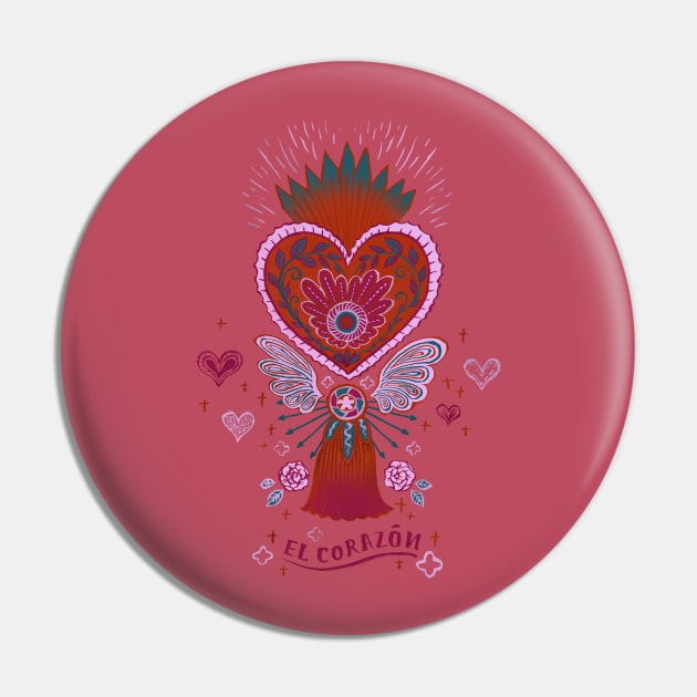 Mexican Heart Tassel (Corazon) - Pink Pin by akaneyabushita