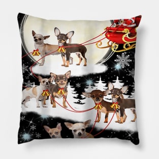 Cute Chihuahua Xmas Chihuahua Sled Santa Dog Pillow