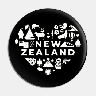 New Zealand Icons in a Heart Shape // Kiwi Pride Pin