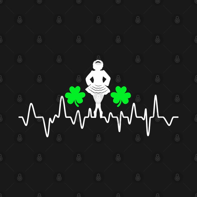 Irish Dancer Heartbeat Graph with Shamrock Leaves by Teeziner