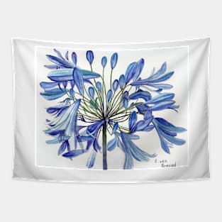 Blue Agapanthus Flower watercolour Painting Tapestry