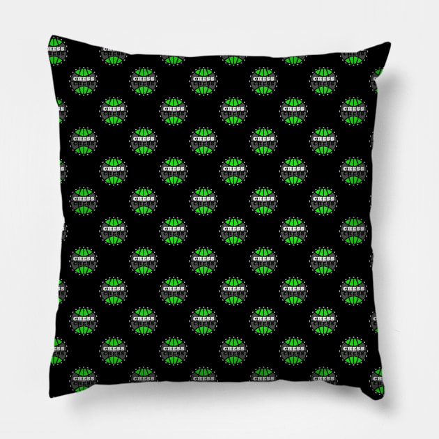 Chess Logo in Black, White and Green Pattern Pillow by The Black Panther