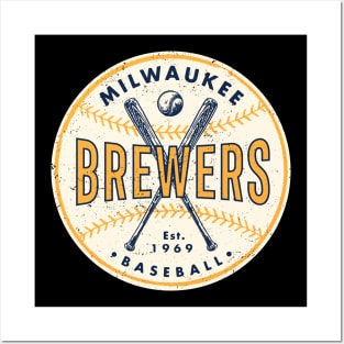 Milwaukee Brewers Official MLB Baseball Retro-Style Logo Poster