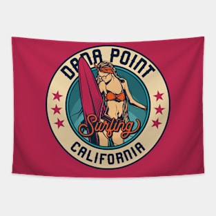 Vintage Surfing Badge for Dana Point, California Tapestry