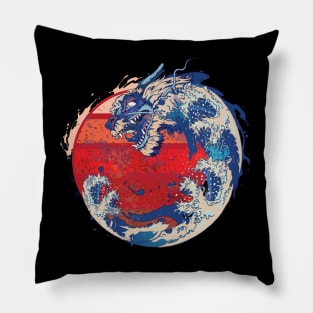 The Great Kanagawa Dragon Pillow