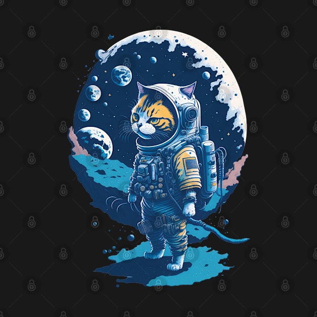 Funny Cat Astronaut Walking In The Space by Owl Canvas