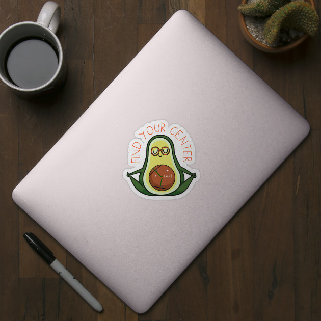 Find Your Center Avocado Yoga Sticker by Huebucket