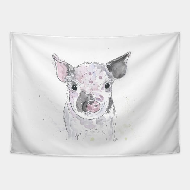 Piglet portrait. Tapestry by DebTheZeb