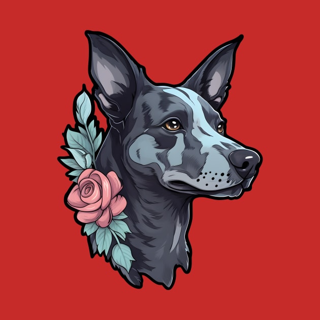 Floral black dog by Clearmind Arts