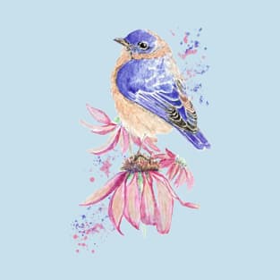 Watercolor Eastern Bluebird Birds T-Shirt