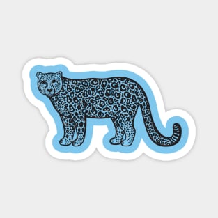 Snow Leopard - hand drawn detailed big cat design Magnet