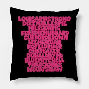 Jazz Legends in Type: The Trumpet Players Pillow