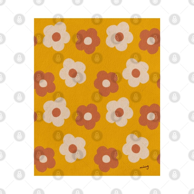 Retro Flower Power Yellow| Vintage |Pattern | Florals | Pastel by thewhimsicalrepose