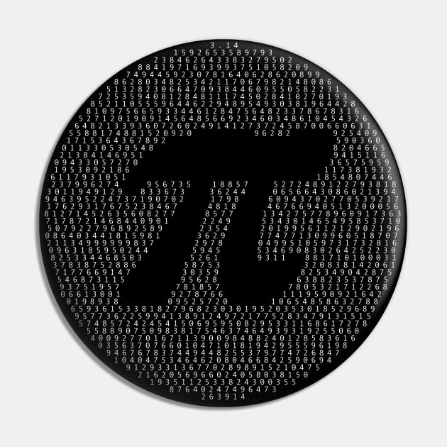 Pi Digits Circle Pi Symbol Cutout - White Pin by Lyrical Parser