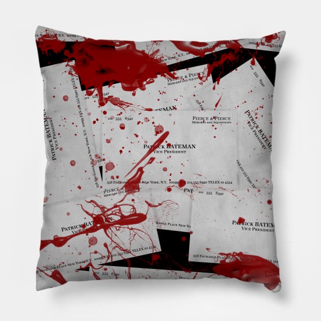 american pyscho business card Pillow by wet_chicken_lip