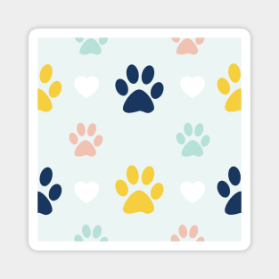 Colorful Puppy Dog Paw Pattern Magnet