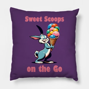 Rabbit carrying colorful ice cream Pillow