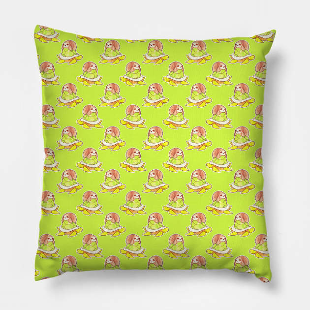 Watercolor Sloth Turtle Pattern Pillow by saradaboru