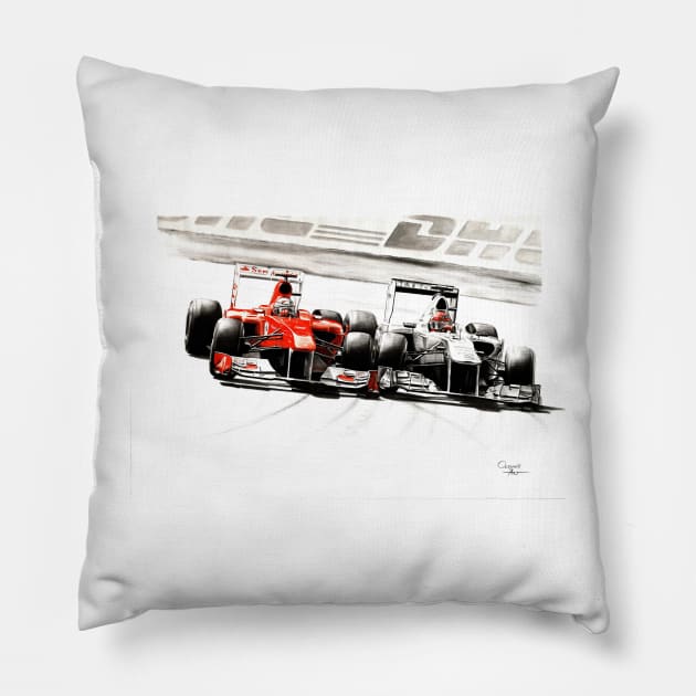Michael Schumacher vs  Fernando Alonso Pillow by oleynik