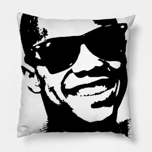 Stevie Wonder Portrait black white Pillow