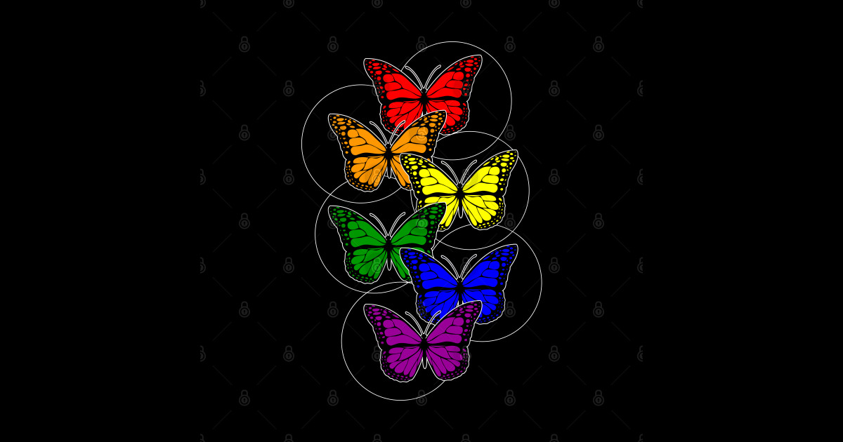 Butterflies LGBTQ Gay Lesbian Pride Flag Rainbow Butterfly