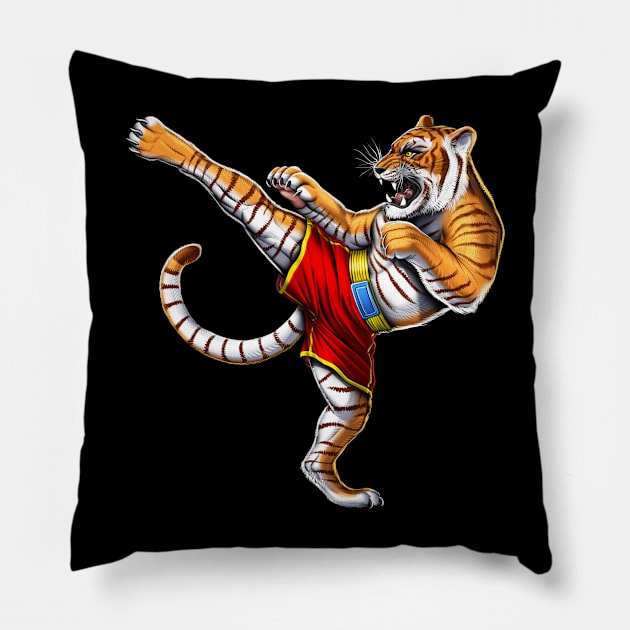 Tiger Muay Thai Fighter Pillow by underheaven