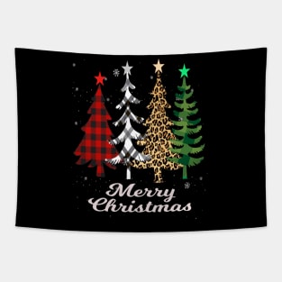 merry christmas leopard and buffalo plaid christmas gift Tapestry