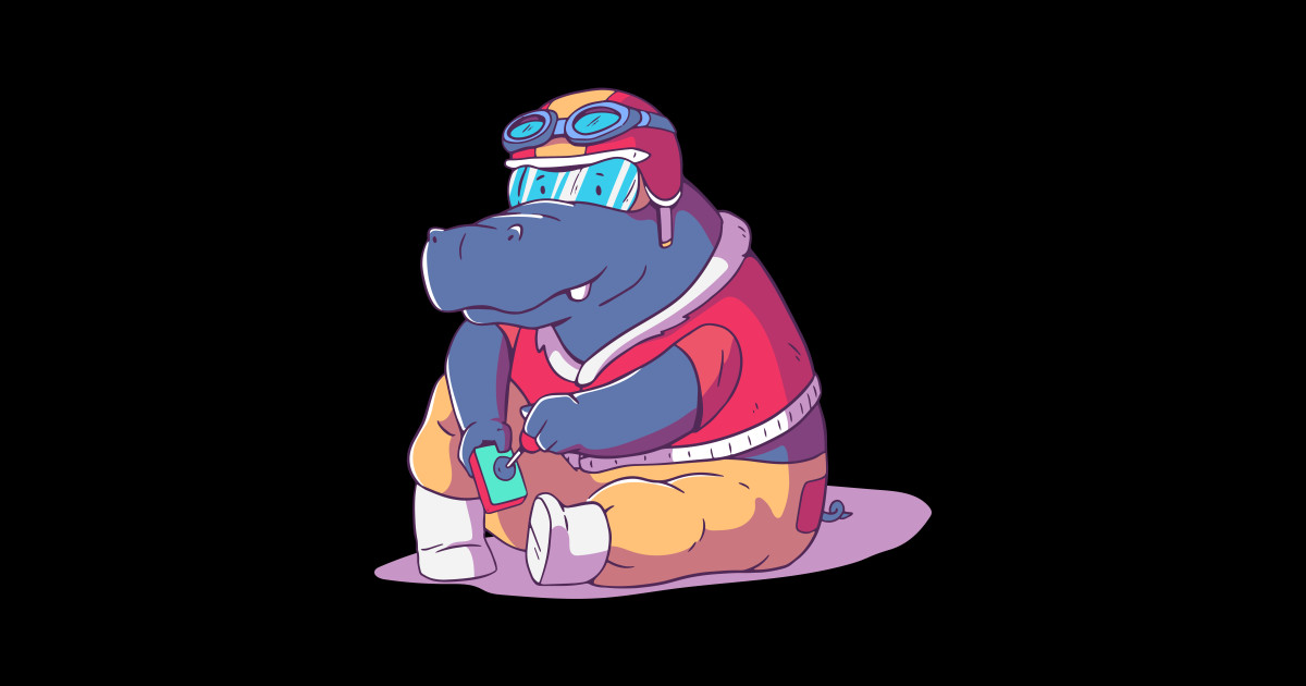 Gamer Hippo // Funny Animals Playing Video Games Cute Gamer Posters