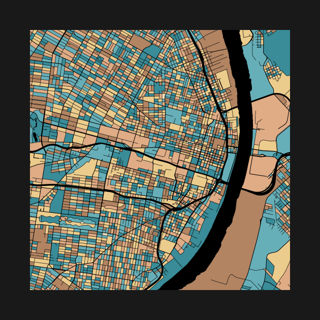 St. Louis Map Pattern in Mid Century Pastel by PatternMaps