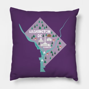 Washington DC Illustrated Map Pillow