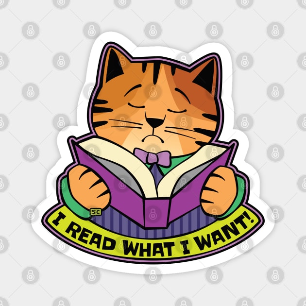 I Read What I Want Cat Magnet by Sue Cervenka